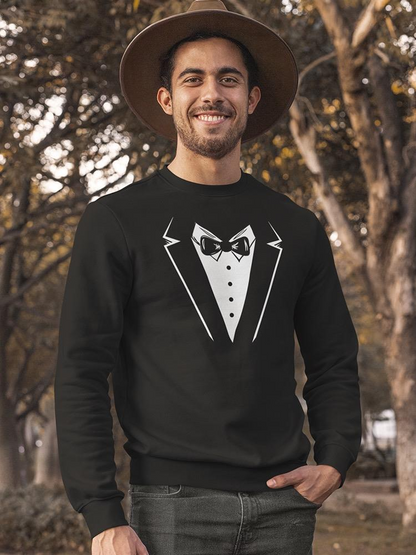 Drawn Tuxedo And Bow-tie Sweatshirt Men's -GoatDeals Designs