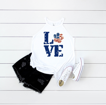 USA Love Paw High Neck Tank