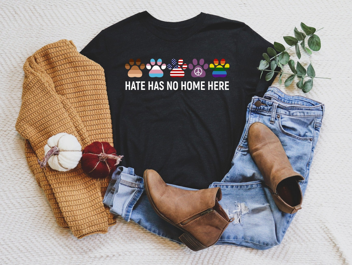 Hate Has No Home Here Paw Print Tee