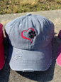 Distressed Ladder Back Pony Hats Rescue Mom, Paw Prints Love pets