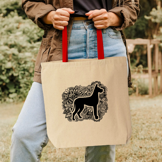 SRGDRR Cropped Ear Great Dane Mandala Canvas Bag